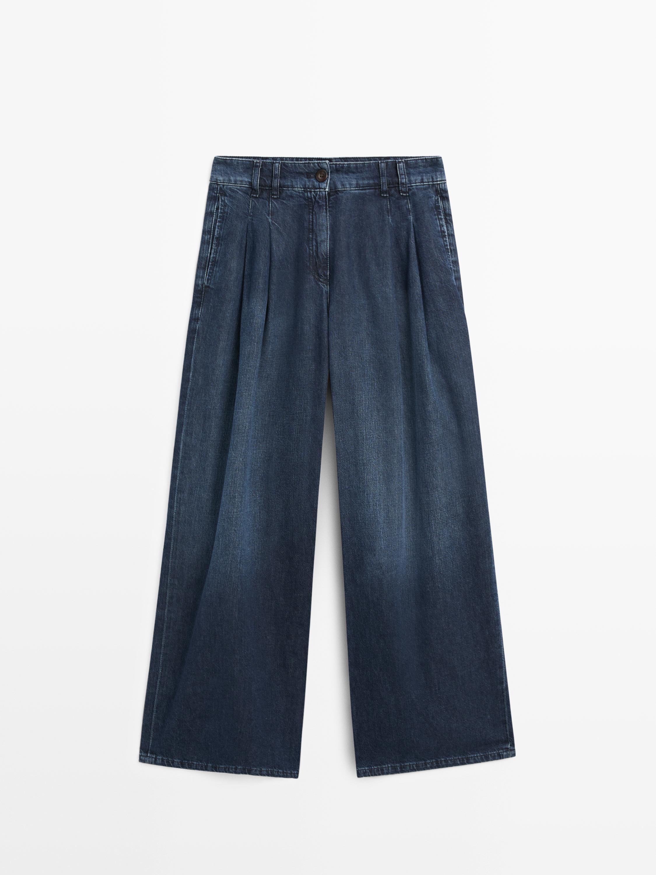 High-waist wide-leg darted jeans